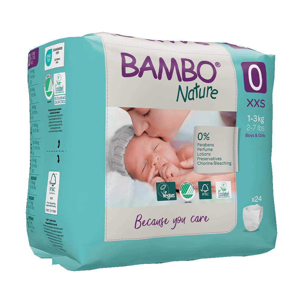 Bambo Nature Babyluiers Maat 0 (1-3 kg), 24 stuks