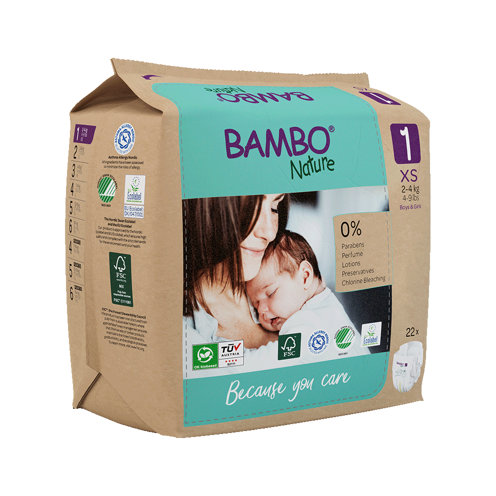 Bambo Nature Babyluiers Maat 1 (2-4 kg), 22 stuks