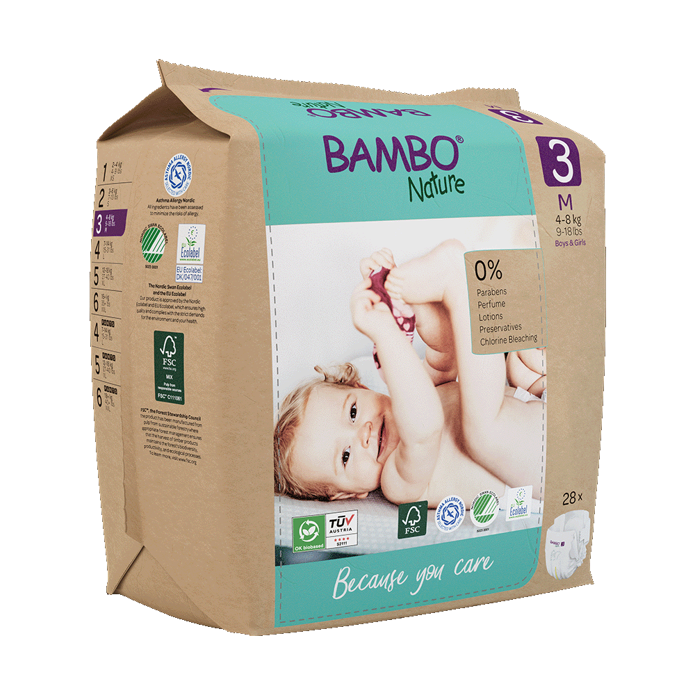 Bambo Nature Babyluiers Maat 3 (4-8 kg), 28 stuks