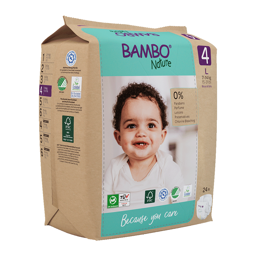 Bambo Nature Babyluiers Maat 4 (7-14 kg), 24 stuks