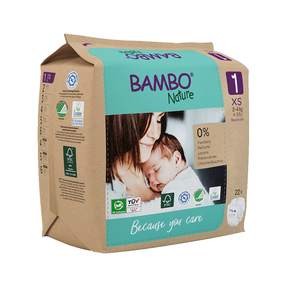 Bambo Nature Luiers Maandbox Maat 1 ( 2-4 kg), 132 stuks