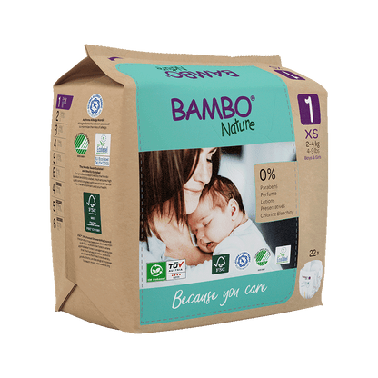 Bambo Nature Luiers Maandbox Maat 1 ( 2-4 kg), 132 stuks