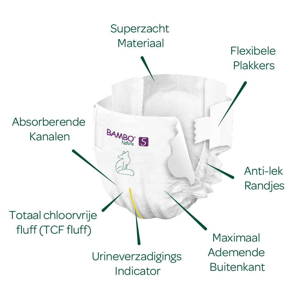 Bambo Nature Babyluiers Maat 5 (12-18 kg), 44 stuks