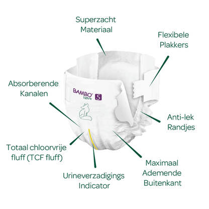 Bambo Nature Babyluiers Maat 5 (12-18 kg), 44 stuks